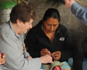 Janet teaches knitting